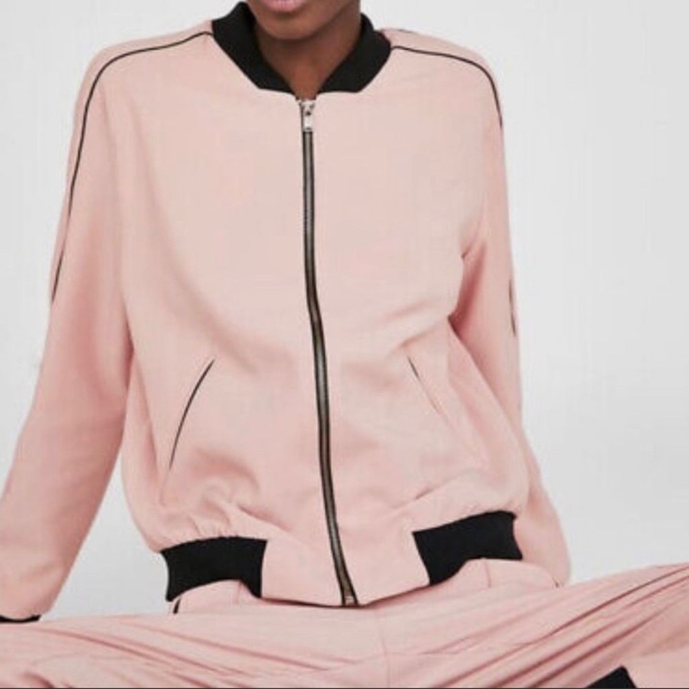 Zara light pink bomber jacket